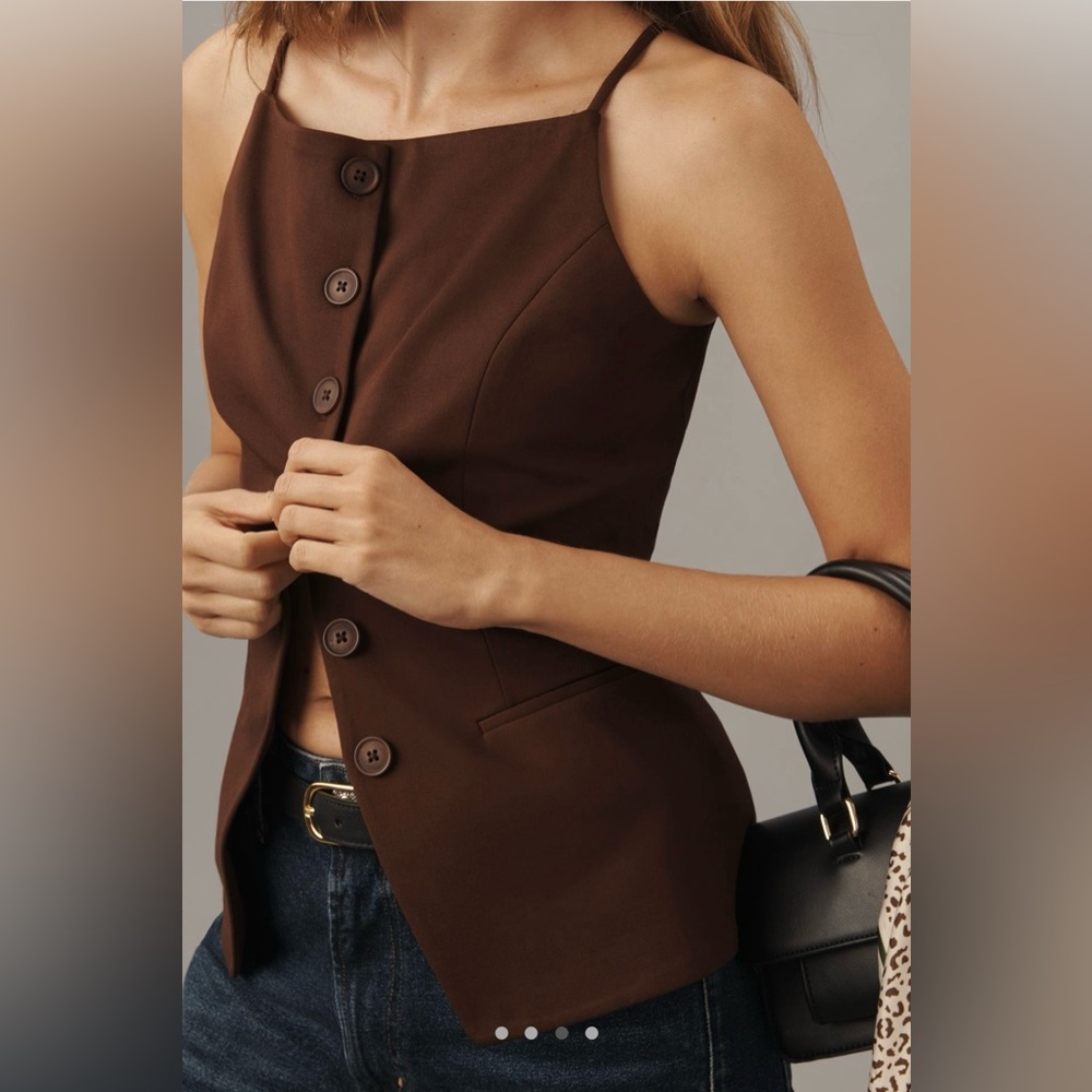 Anthropologie Sunday in Brooklyn Ponte Apron Vest in Chocolate - Picture 3 of 7